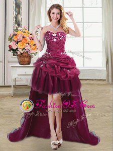Artistic Sleeveless Beading and Appliques and Pick Ups Lace Up Prom Party Dress