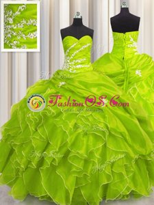 Clearance Quince Ball Gowns Military Ball and Sweet 16 and Quinceanera and For with Beading and Ruffles Strapless Sleeveless Sweep Train Lace Up
