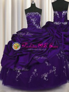 Beauteous Really Puffy Royal Blue Tulle Lace Up Vestidos de Quinceanera Sleeveless Floor Length Beading and Sequins