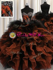 Sleeveless Beading and Ruffles Lace Up 15th Birthday Dress