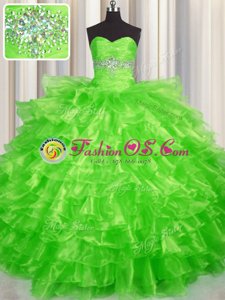 Best Selling Three Piece Visible Boning Multi-color Sleeveless Beading Floor Length Ball Gown Prom Dress
