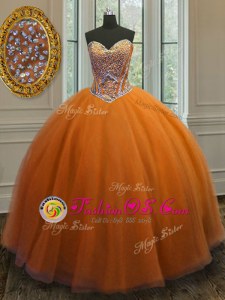 Colorful Orange 15th Birthday Dress Military Ball and Sweet 16 and Quinceanera and For with Beading Sweetheart Sleeveless Lace Up