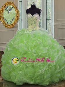 Popular Sweetheart Sleeveless Sweep Train Lace Up 15th Birthday Dress Organza