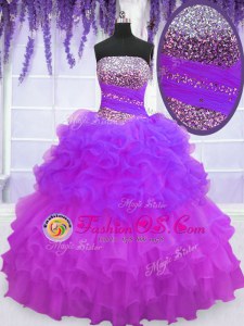 Elegant Multi-color Sleeveless Beading and Ruffled Layers and Pick Ups Floor Length Sweet 16 Quinceanera Dress
