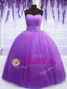 Sleeveless Lace Up Floor Length Belt 15th Birthday Dress