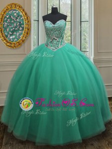 Artistic Turquoise Zipper Quinceanera Dress Beading Sleeveless Floor Length