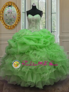 Floor Length Green Vestidos de Quinceanera Strapless Sleeveless Lace Up