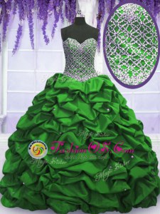 Enchanting Floor Length Quinceanera Gowns Taffeta Sleeveless Beading and Sequins and Pick Ups