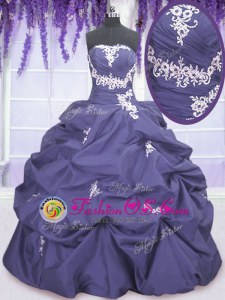Enchanting Pick Ups Floor Length Lavender Sweet 16 Quinceanera Dress Strapless Sleeveless Lace Up