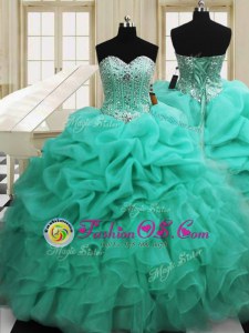 Beautiful Organza Sleeveless Floor Length Ball Gown Prom Dress and Beading
