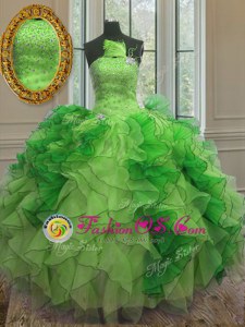 Organza Sleeveless Floor Length Sweet 16 Dresses and Beading