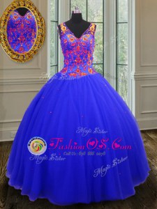 Royal Blue Zipper Sweet 16 Dresses Beading and Sequins Sleeveless Floor Length