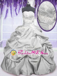 Free and Easy Sleeveless Lace Up Floor Length Embroidery and Pick Ups Quinceanera Dress