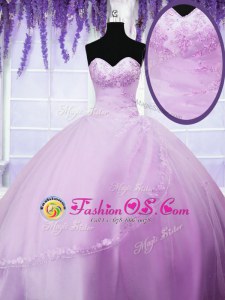 Dazzling Lilac Lace Up Sweet 16 Dresses Appliques Sleeveless Floor Length