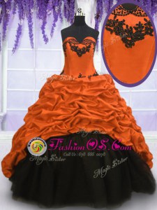 Sleeveless With Train Appliques and Pick Ups Lace Up Quinceanera Dress with Multi-color Sweep Train