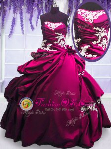 Fuchsia Sleeveless Embroidery and Pick Ups Floor Length 15 Quinceanera Dress