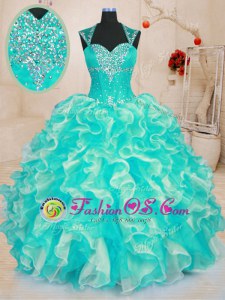 Fabulous Floor Length Turquoise Quinceanera Gown Sweetheart Sleeveless Lace Up
