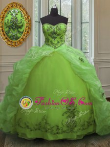 Cute Sweetheart Lace Up Beading and Appliques and Pick Ups 15th Birthday Dress Court Train Sleeveless