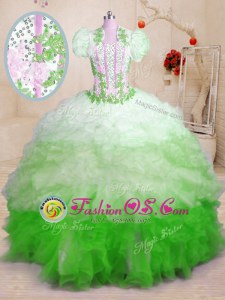 Cute With Train Multi-color Vestidos de Quinceanera Sweetheart Sleeveless Brush Train Lace Up