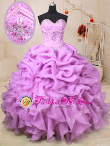Pick Ups Floor Length Lilac Quince Ball Gowns Sweetheart Sleeveless Lace Up