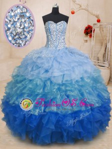 Latest Floor Length Lace Up Sweet 16 Dresses Multi-color and In for Military Ball and Sweet 16 and Quinceanera with Beading and Ruffles