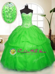 Chic Sweetheart Sleeveless Tulle Quinceanera Gowns Sequins and Pick Ups Lace Up