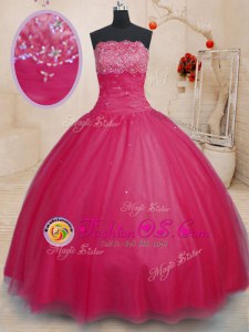 Latest Off The Shoulder Sleeveless Lace Up Quince Ball Gowns Coral Red Tulle