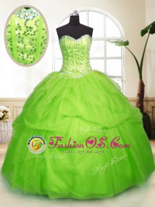 Best Ball Gowns Tulle Sweetheart Sleeveless Sequins and Pick Ups Floor Length Lace Up Quinceanera Dress