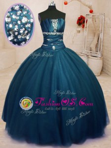 Popular Multi-color Tulle Lace Up Quinceanera Gowns Sleeveless Floor Length Beading and Ruffles and Sequins