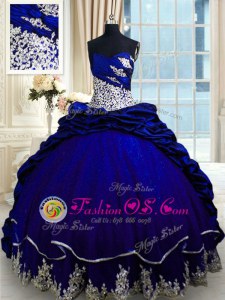Exceptional Pick Ups Ball Gowns Sleeveless Royal Blue 15th Birthday Dress Brush Train Lace Up