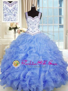 Sleeveless Lace Up Floor Length Beading and Appliques and Ruffles Quinceanera Gowns