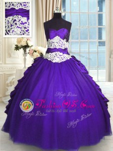 Pick Ups Sweetheart Sleeveless Lace Up Sweet 16 Dress Purple Taffeta and Tulle