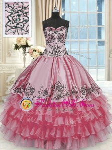 Discount Organza and Taffeta Sleeveless Floor Length 15 Quinceanera Dress and Beading and Embroidery and Ruffled Layers