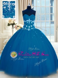 Unique Floor Length Lace Up Quince Ball Gowns Navy Blue and In for Military Ball and Sweet 16 and Quinceanera with Appliques
