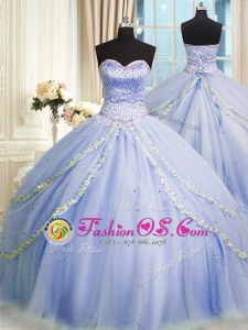 Top Selling With Train Zipper 15th Birthday Dress Lavender and In for Military Ball and Sweet 16 and Quinceanera with Beading and Appliques Brush Train