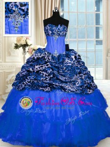 Glamorous Royal Blue Strapless Lace Up Beading and Embroidery 15 Quinceanera Dress Sleeveless