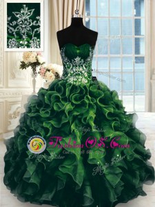 Most Popular Beading and Ruffles Quinceanera Dress Multi-color Lace Up Sleeveless Floor Length