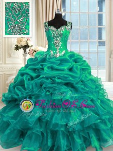 Wonderful Pick Ups Floor Length Ball Gowns Sleeveless Turquoise 15th Birthday Dress Lace Up