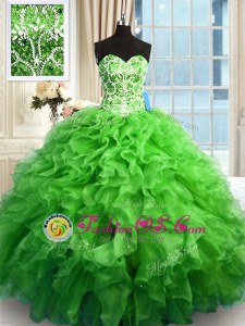 Sweetheart Lace Up Beading and Ruffles Vestidos de Quinceanera Sleeveless