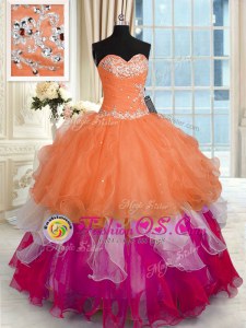 Gorgeous Ruffled Floor Length Multi-color Sweet 16 Dresses Sweetheart Sleeveless Lace Up