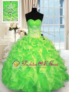 Beauteous Lace Up Quinceanera Gowns Beading Sleeveless Floor Length