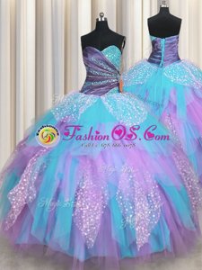 Clearance Ball Gowns Ball Gown Prom Dress Multi-color Sweetheart Tulle Sleeveless Floor Length Lace Up