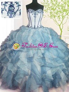 Multi-color Lace Up 15 Quinceanera Dress Beading and Ruffles Sleeveless Floor Length