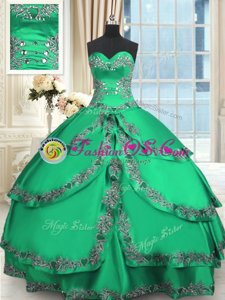 Romantic Ruffled Ball Gowns Vestidos de Quinceanera Turquoise Sweetheart Taffeta Sleeveless Floor Length Lace Up
