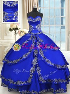 Dynamic Sleeveless With Train Appliques and Sequins and Pick Ups Lace Up Ball Gown Prom Dress with Turquoise Brush Train
