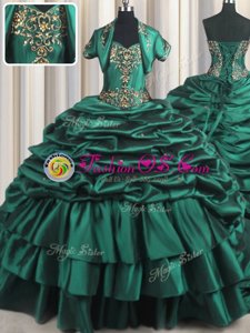 Ideal Sleeveless Brush Train Lace Up With Train Beading and Appliques and Pick Ups 15th Birthday Dress