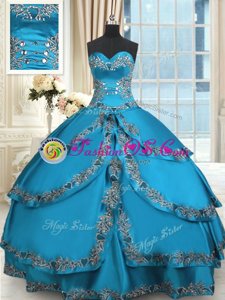 Sleeveless Beading and Embroidery and Ruffled Layers Lace Up Sweet 16 Dress