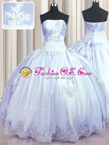 Lavender Sleeveless Appliques Floor Length Quinceanera Gown