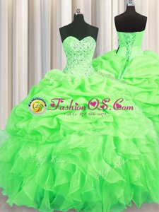 Colorful Pick Ups Sweetheart Sleeveless Lace Up Quinceanera Dress Organza
