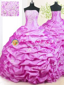 Pick Ups With Train Ball Gowns Sleeveless Lilac 15th Birthday Dress Sweep Train Lace Up